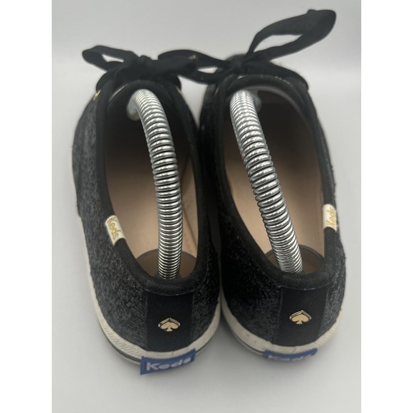 Keds Kate Spade Sneakers Size 6 Sparkle Glitter Lace Up Shoes Black Women's - Picture 4 of 8